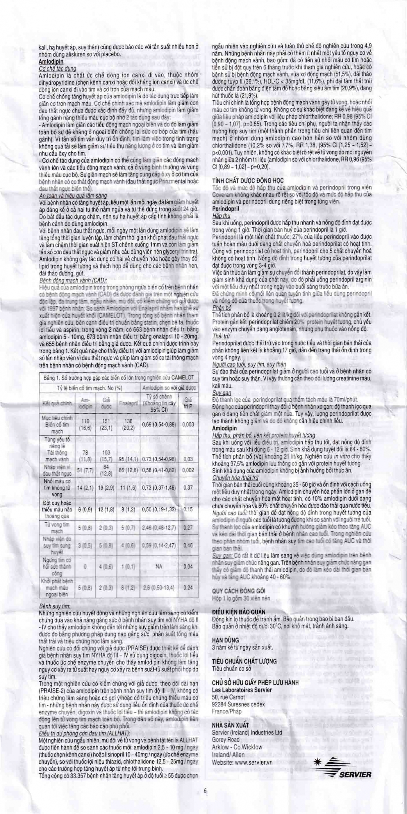 Hình ảnh Thuốc Coveram 10mg/5mg Servier điều trị tăng huyết áp (30 viên)