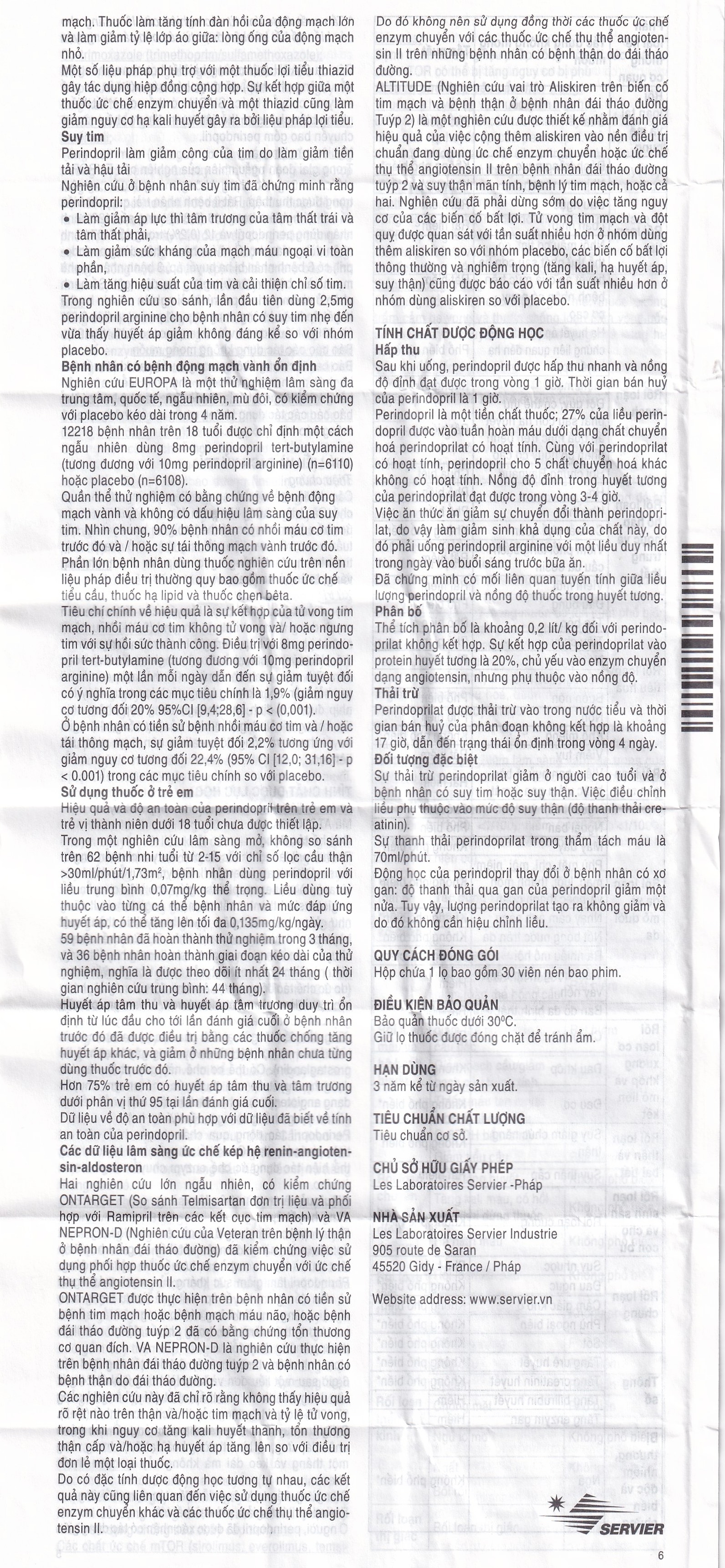 Hình ảnh Thuốc Coversyl 5mg Servier điều trị tăng huyết áp (30 viên)