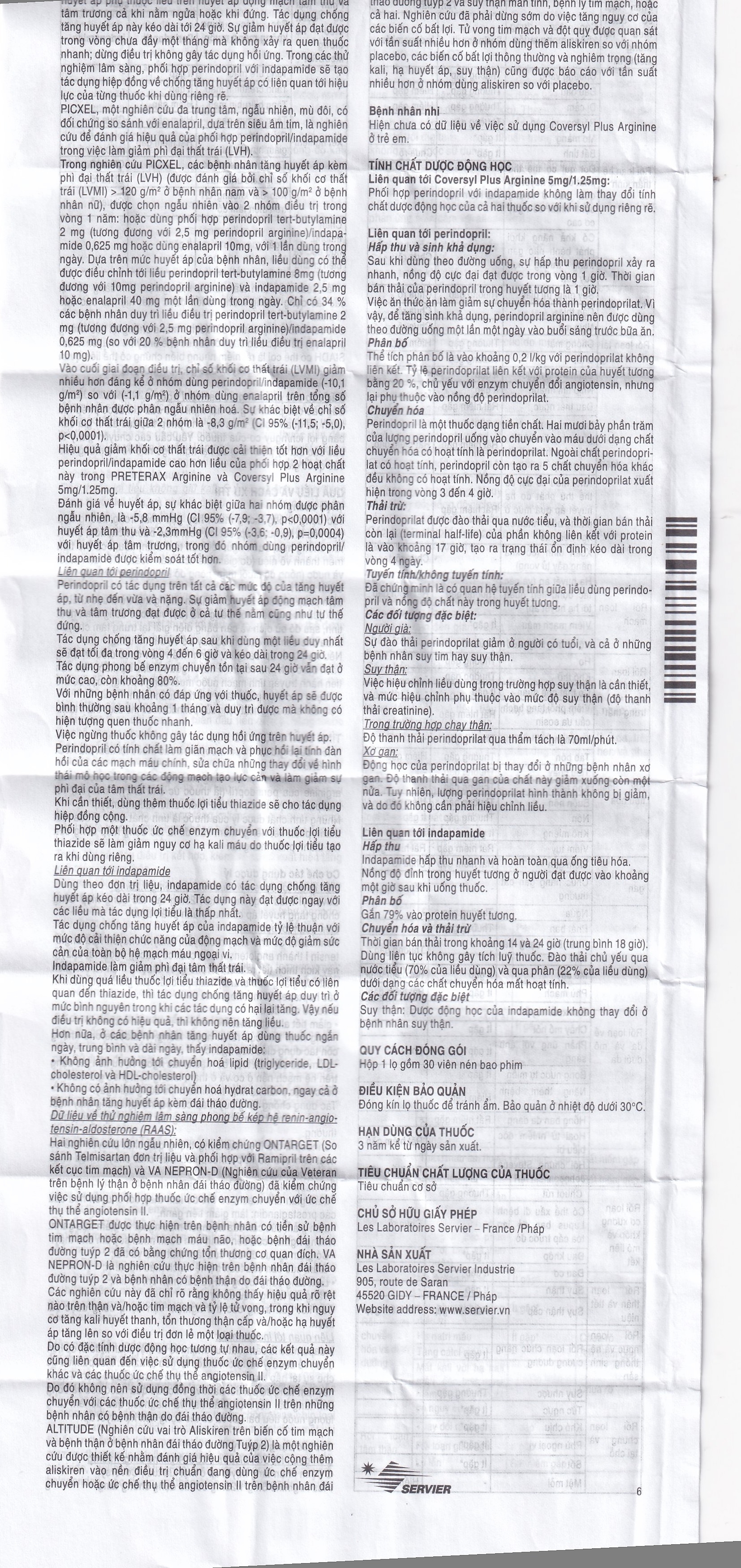 Hình ảnh Thuốc Coversyl Plus 5mg/1.25mg Servier điều trị tăng huyết áp (30 viên)