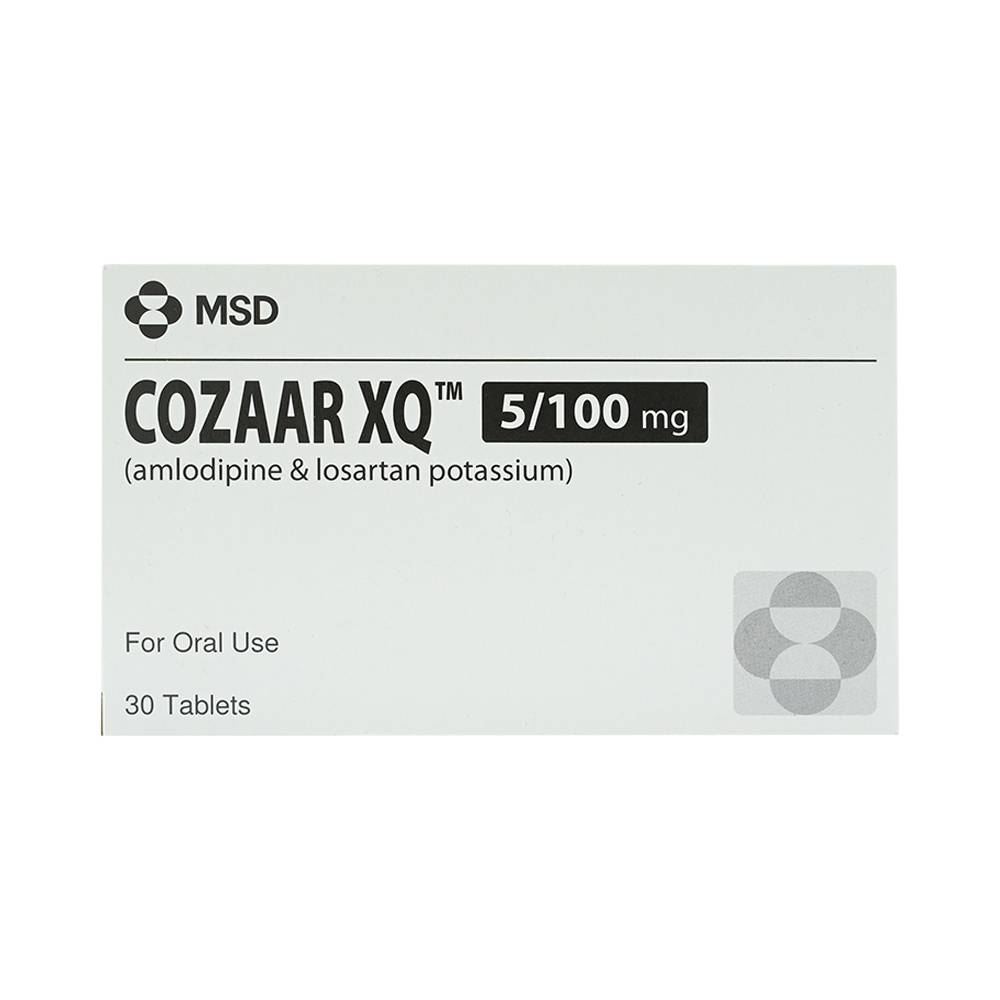 Hình ảnh Thuốc Cozaar XQ 5/100mg MSD điều trị cao huyết áp vô căn (3 vỉ x 10 viên)