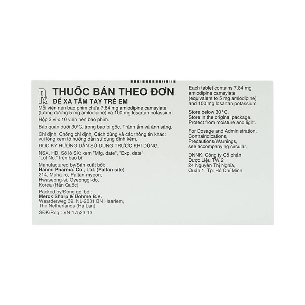 Hình ảnh Thuốc Cozaar XQ 5/100mg MSD điều trị cao huyết áp vô căn (3 vỉ x 10 viên)