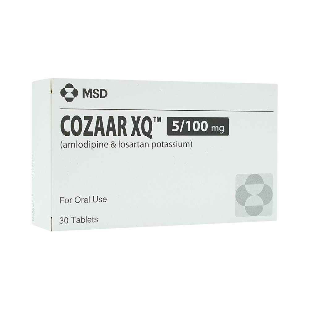 Hình ảnh Thuốc Cozaar XQ 5/100mg MSD điều trị cao huyết áp vô căn (3 vỉ x 10 viên)