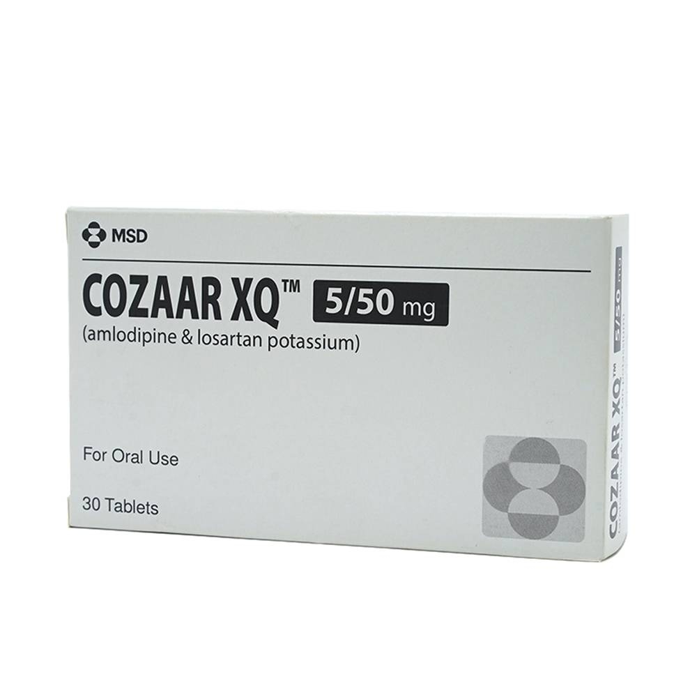 Hình ảnh Thuốc Cozaar XQ 5/50mg MSD điều trị cao huyết áp vô căn (3 vỉ x 10 viên)