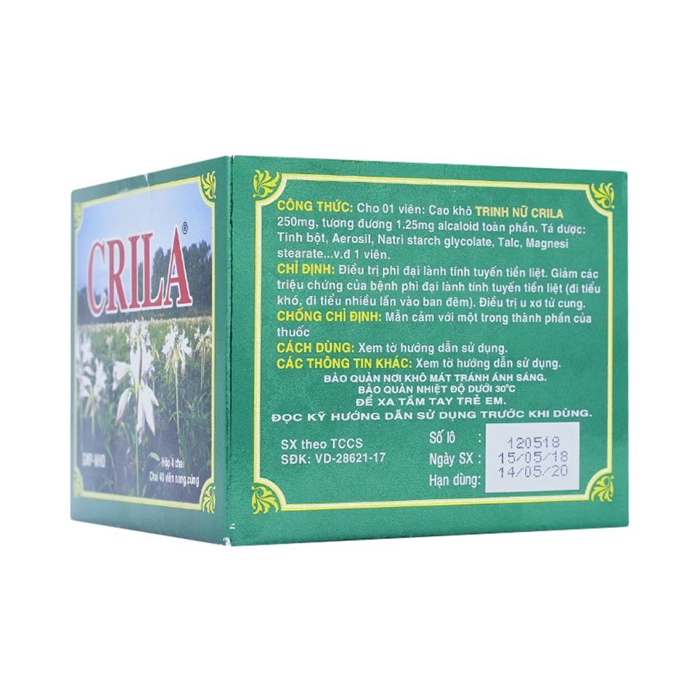Hình ảnh Thuốc Crila Thiên Dược điều trị phì đại lành tính tuyến tiền liệt, u xơ tử cung (4 chai x 40 viên)