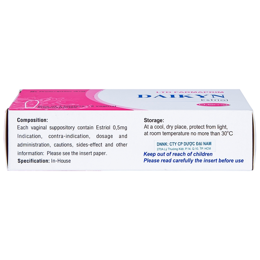 Hình ảnh Viên đặt Daikyn điều trị các triệu chứng tiết niệu, sinh dục do thiếu estrogen (3 vỉ x 5 viên)