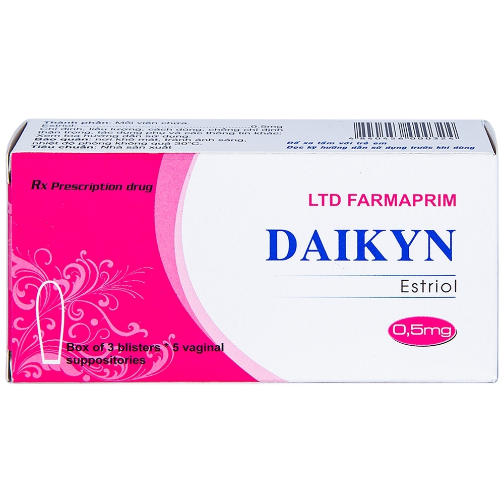 Hình ảnh Viên đặt Daikyn điều trị các triệu chứng tiết niệu, sinh dục do thiếu estrogen (3 vỉ x 5 viên)