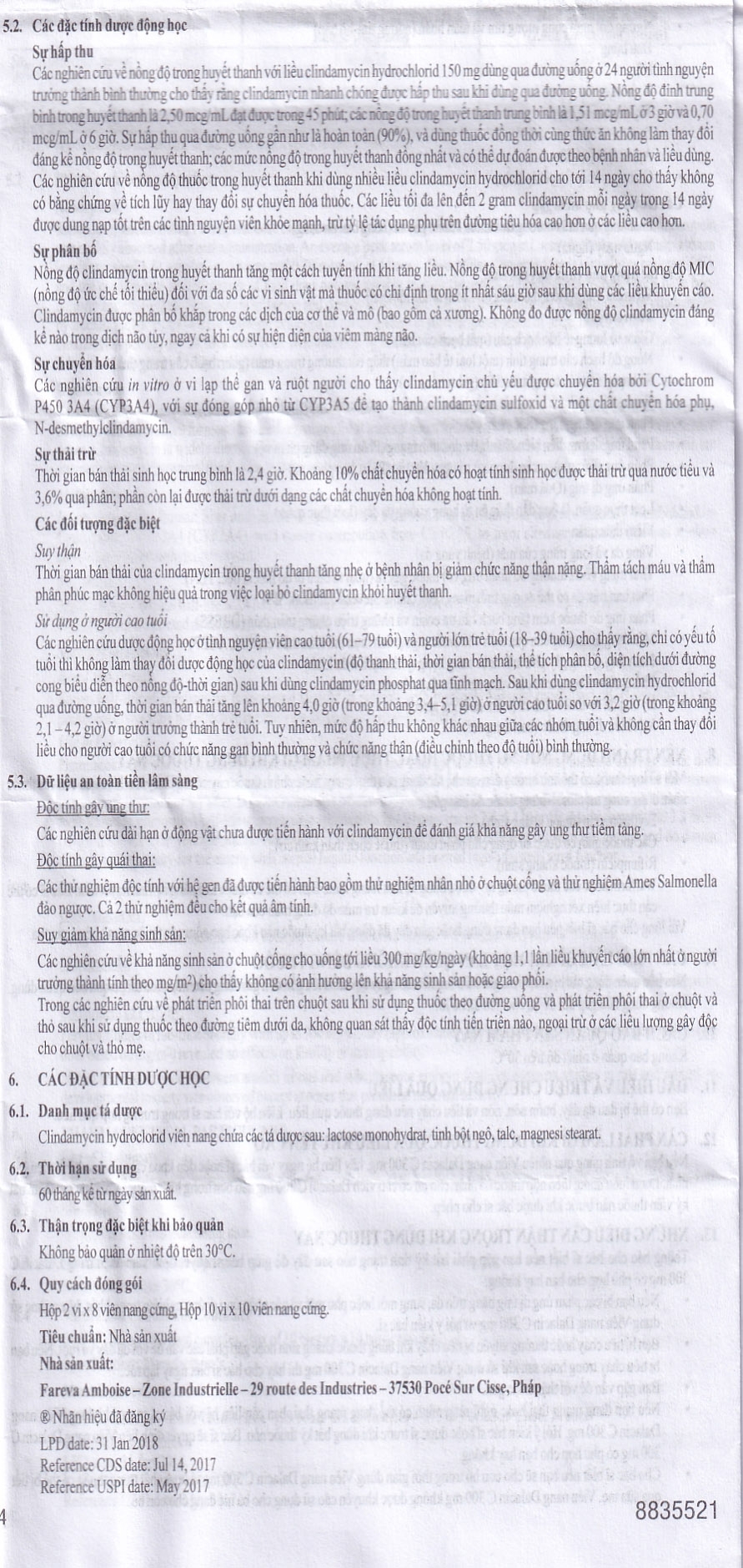 Hình ảnh Thuốc Dalacin C 300mg Pfizer điều trị nhiễm khuẩn (2 vỉ x 8 viên)
