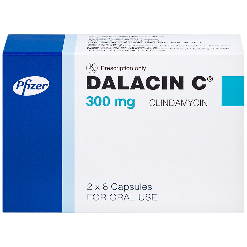 Hình ảnh Thuốc Dalacin C 300mg Pfizer điều trị nhiễm khuẩn (2 vỉ x 8 viên)