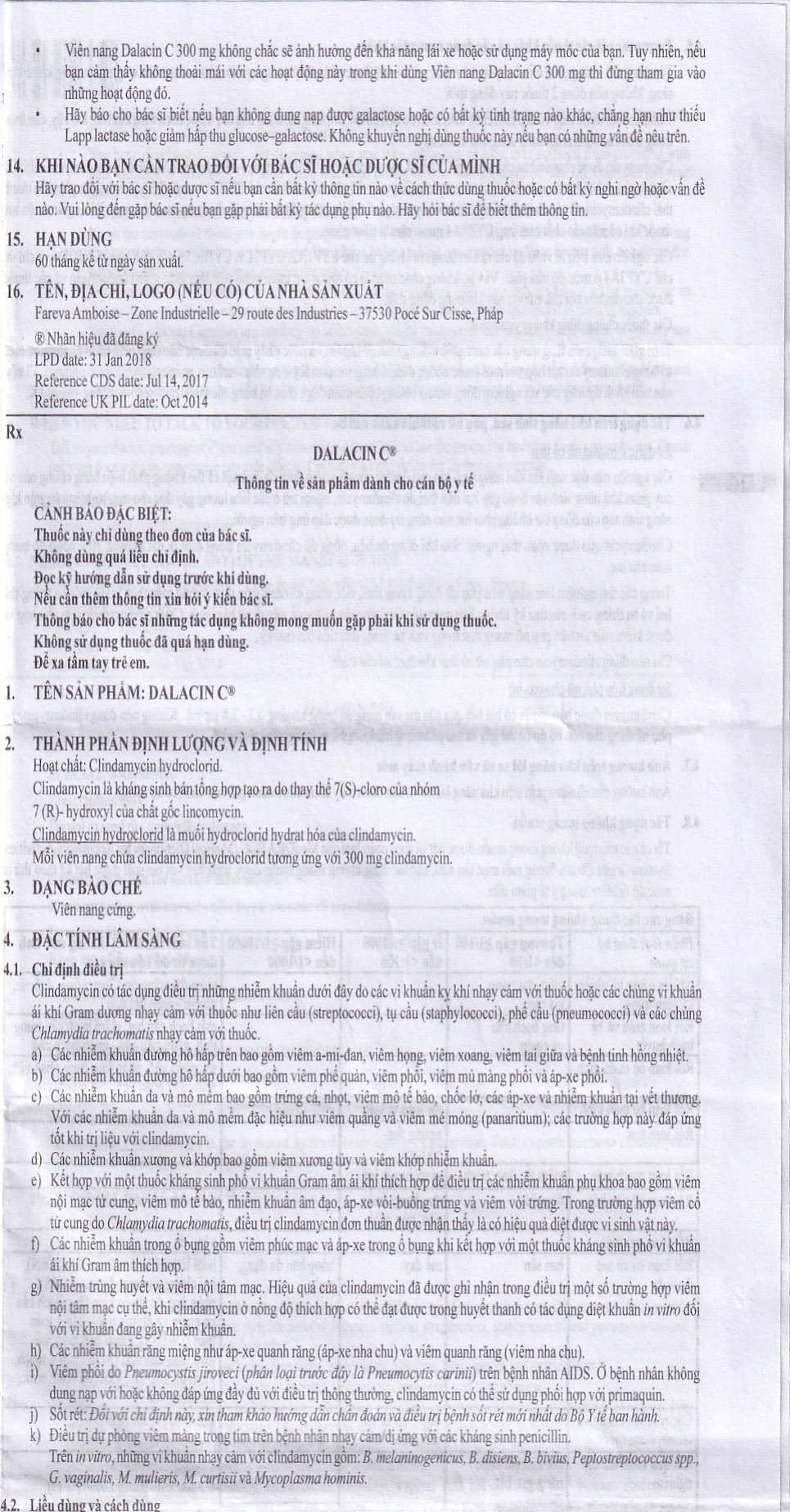 Hình ảnh Thuốc Dalacin C 300mg Pfizer điều trị nhiễm khuẩn (2 vỉ x 8 viên)