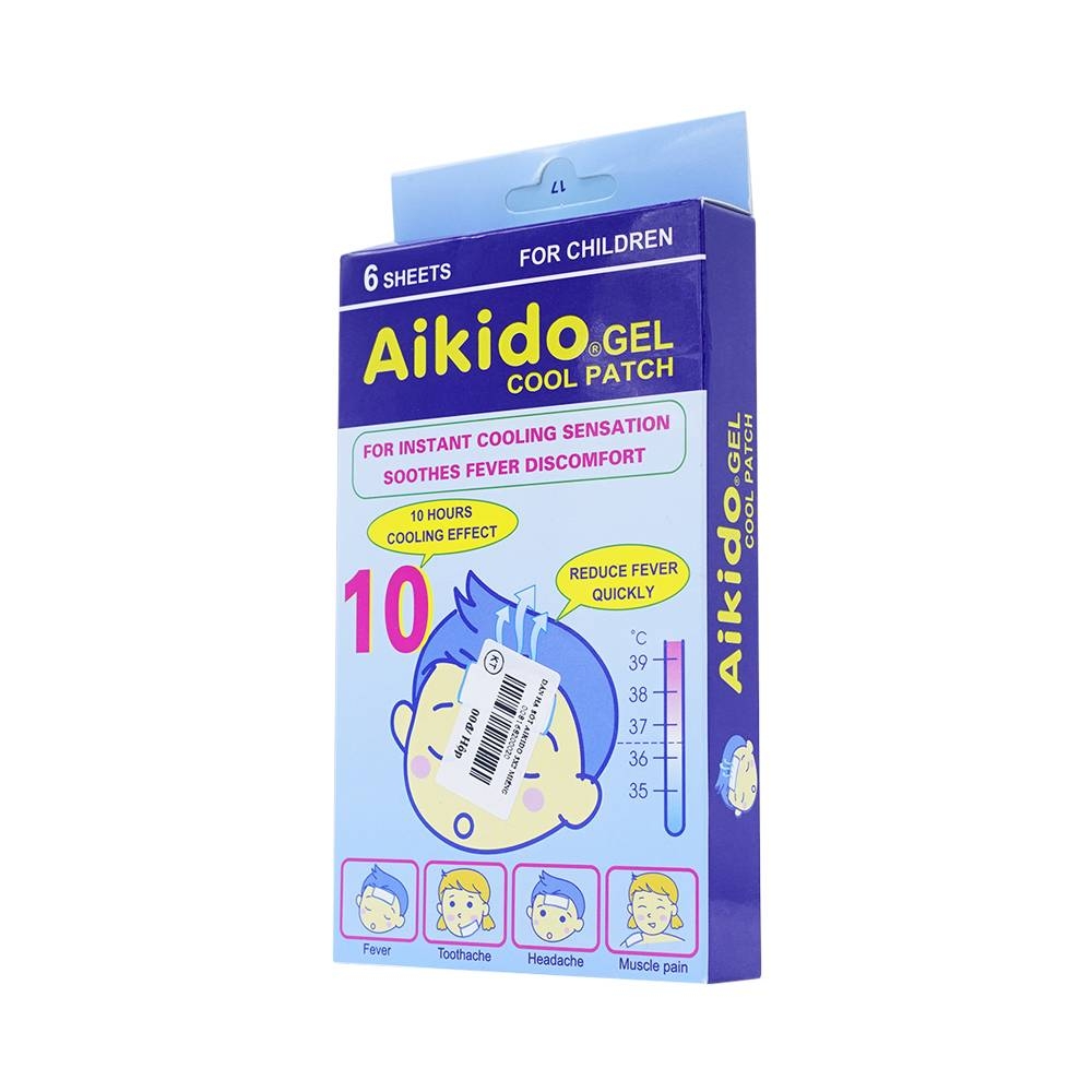 Hình ảnh Miếng dán hạ sốt Aikido Gel Cool Patch chườm mát khi bị sốt nóng, say nắng, ngừa co giật ở trẻ (3 gói x 2 miếng)