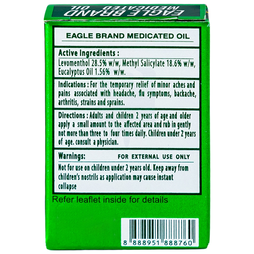 Hình ảnh Dầu gió xanh Con Ó Eagle Brand Medicated Oil giảm nhức đầu, cảm cúm, đau lưng, viêm khớp (12 chai x 3ml)