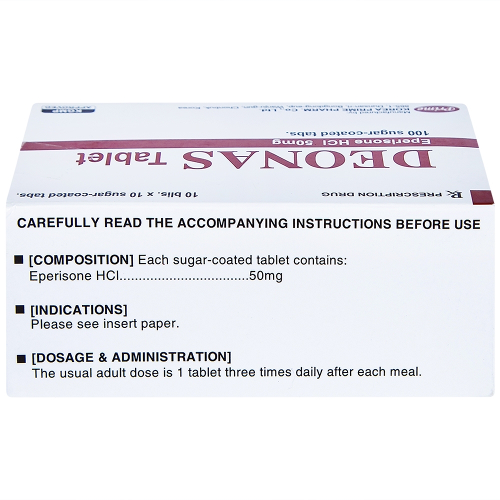 Hình ảnh Thuốc Deonas 50mg Korea Prime làm giãn cơ xương (10 vỉ x 10 viên)