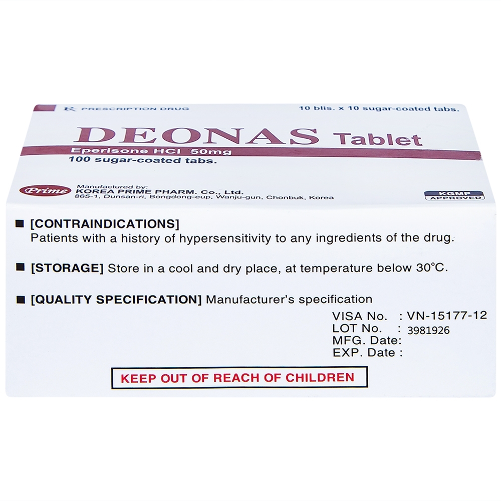 Hình ảnh Thuốc Deonas 50mg Korea Prime làm giãn cơ xương (10 vỉ x 10 viên)