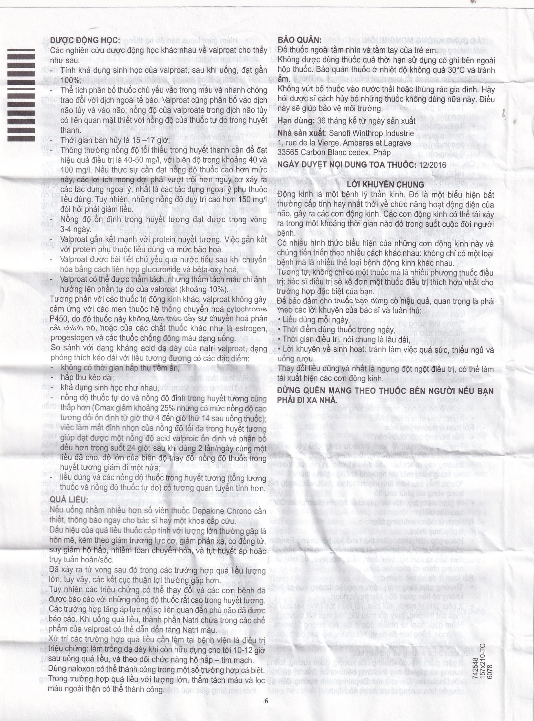 Hình ảnh Thuốc Depakine Chrono 500mg Sanofi điều trị động kinh (30 viên)