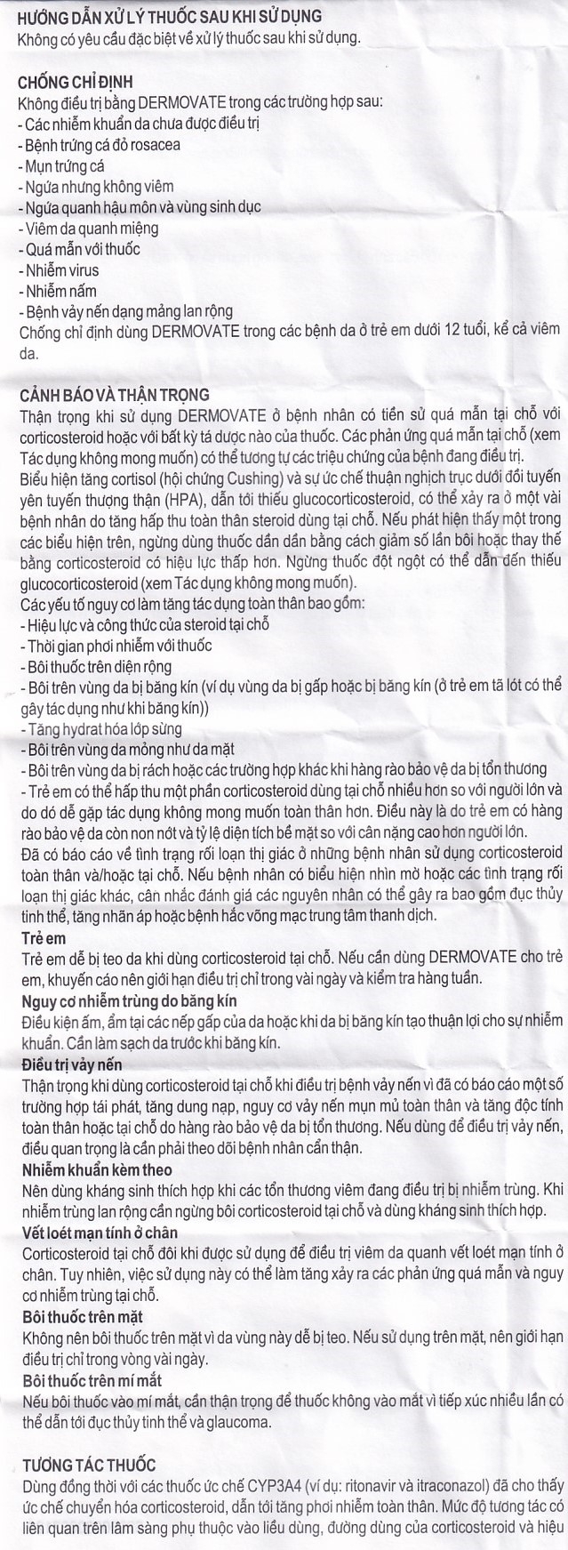 Hình ảnh Kem bôi ngoài da Dermovate Cream GSK điều trị vẩy nến, viêm da, lichen phẳng (15g)