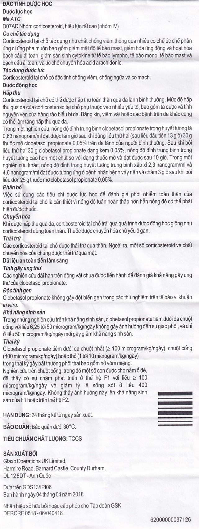 Hình ảnh Kem bôi ngoài da Dermovate Cream GSK điều trị vẩy nến, viêm da, lichen phẳng (15g)