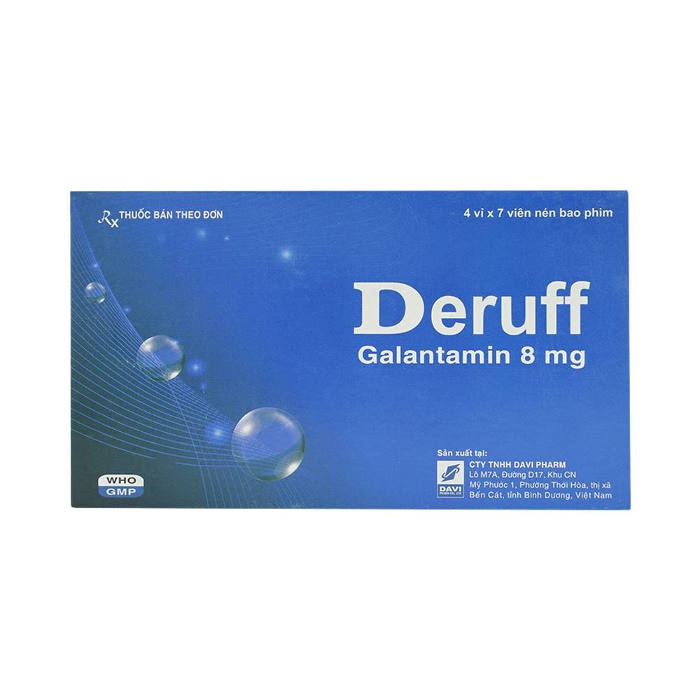 Hình ảnh Thuốc Deruff 8mg Davipharm điều trị chứng sa sút trí tuệ từ nhẹ đến trung bình (4 vỉ x 7 viên)