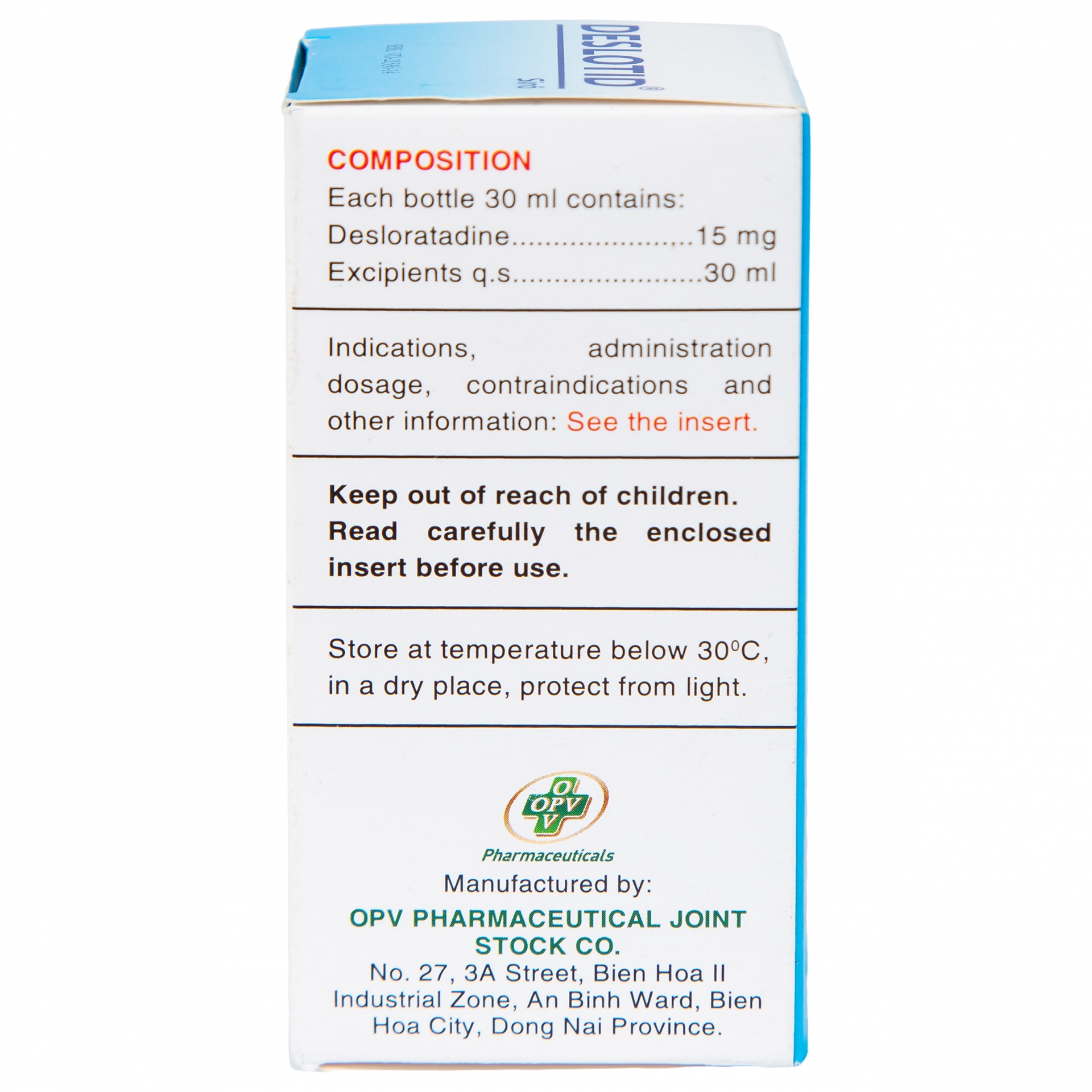 Hình ảnh Siro Deslotid OPV điều trị viêm mũi dị ứng, mày đay (30ml)