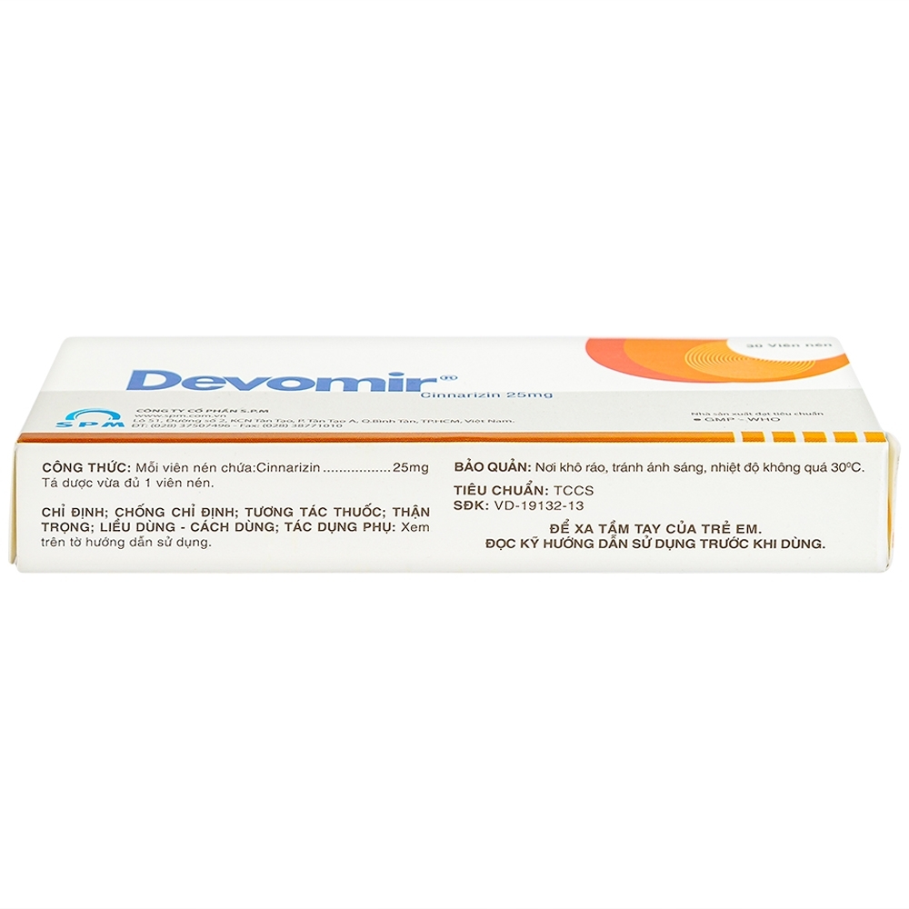 Hình ảnh Thuốc Devomir S.P.M ohòng ngừa say sóng, say tàu xe, máy bay (3 vỉ x 10 viên)