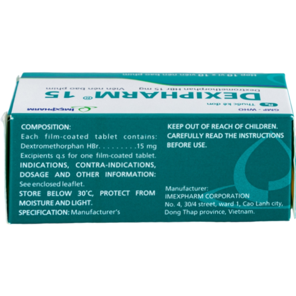 Hình ảnh Thuốc Dexipharm 15mg Imexpharm điều trị triệu chứng ho (10 vỉ x 10 viên)