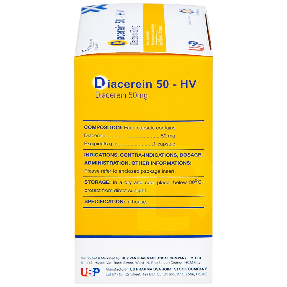 Hình ảnh Thuốc Diacerein 50 - HV USP điều trị các bệnh thoái hóa khớp (10 vỉ x 10 viên)