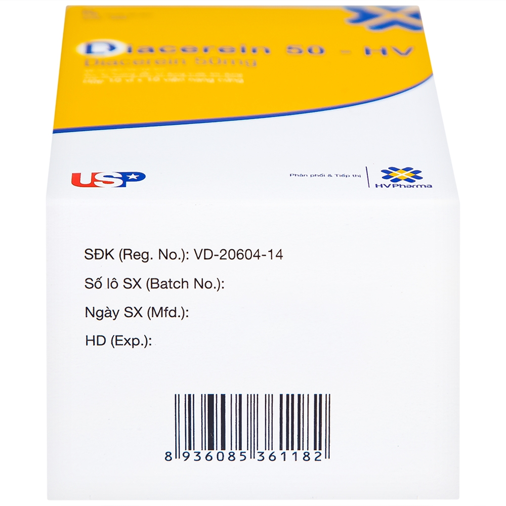 Hình ảnh Thuốc Diacerein 50 - HV USP điều trị các bệnh thoái hóa khớp (10 vỉ x 10 viên)