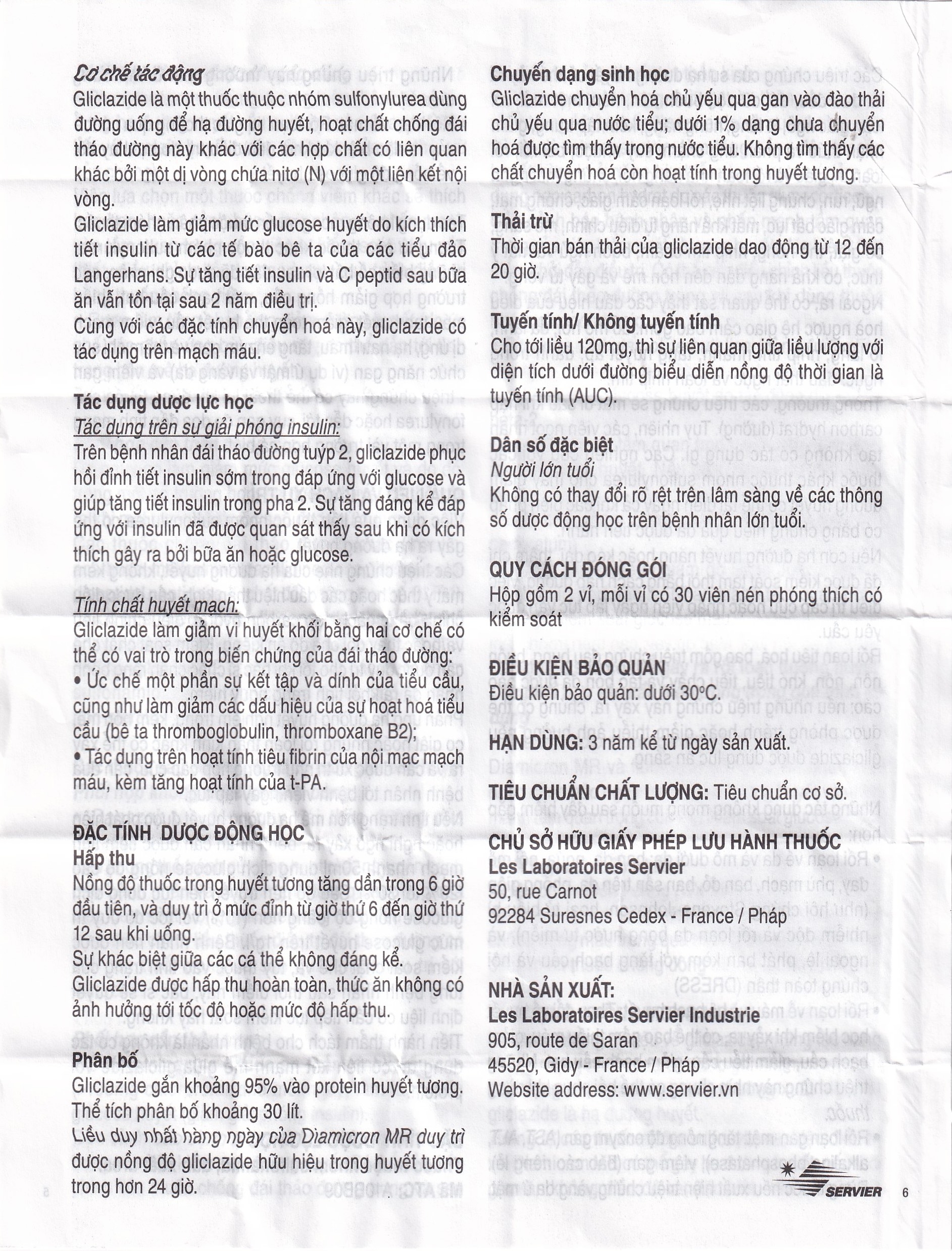 Hình ảnh Thuốc Diamicron MR Servier điều trị tiểu đường típ 2 (2 vỉ x 30 viên)