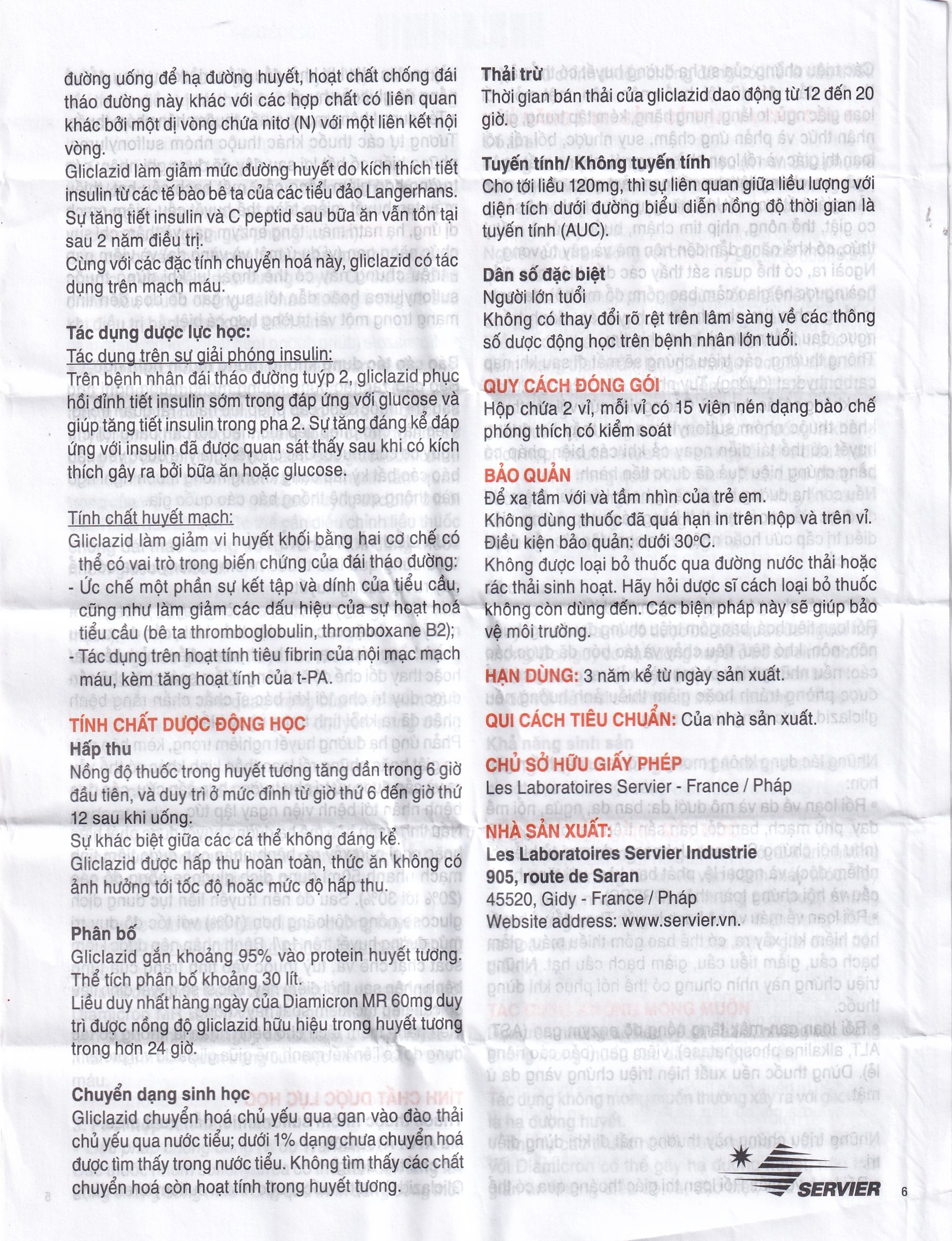 Hình ảnh Thuốc Diamicron MR 60mg Servier điều trị tiểu đường típ 2 (2 vỉ x 15 viên)