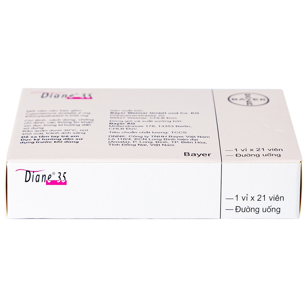 Hình ảnh Thuốc Diane 35 Bayer điều trị mụn trứng cá mức độ vừa đến nặng (1 vỉ x 21 viên)