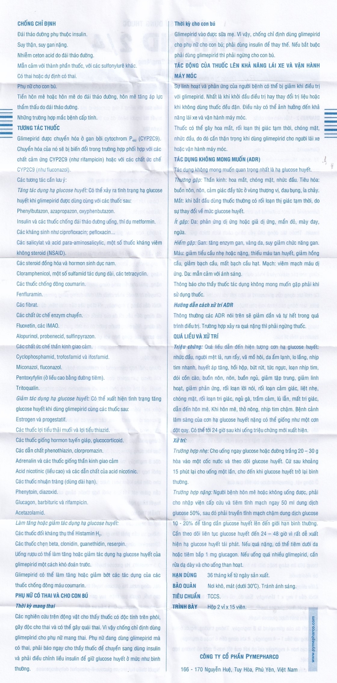 Hình ảnh Thuốc Diaprid 4 Pymepharco điều trị đái tháo đường típ 2 (2 vỉ x 15 viên)