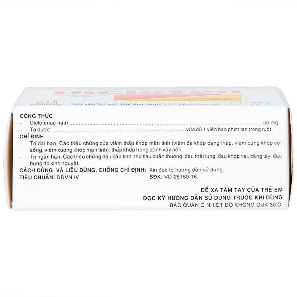 Hình ảnh Thuốc Diclofen Pharmedic điều trị viêm thấp khớp mãn tính (10 vỉ x 10 viên)