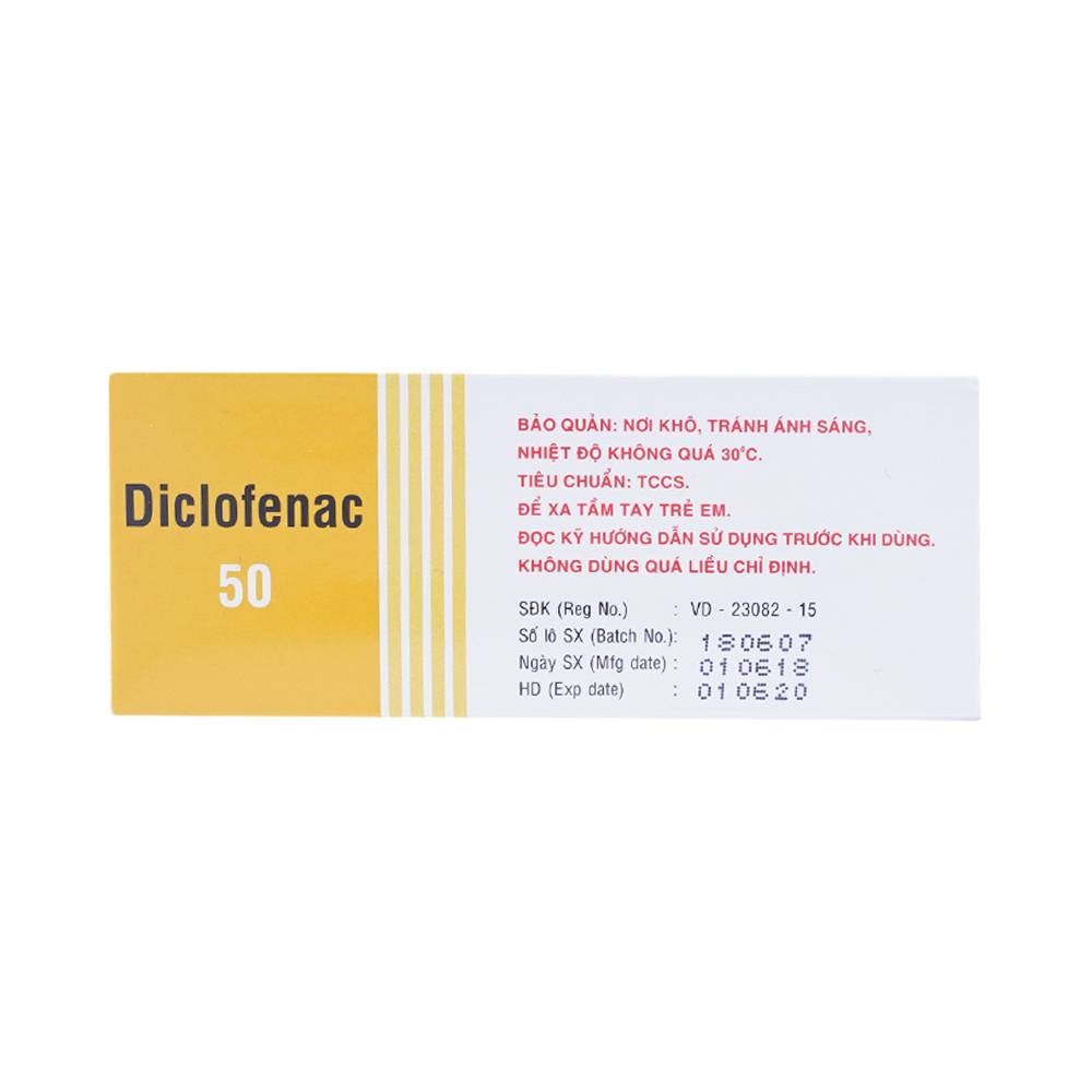 Hình ảnh Thuốc Diclofenac 50 Uphace điều trị dài ngày viêm khớp mạn, thoái hóa khớp (100 viên)
