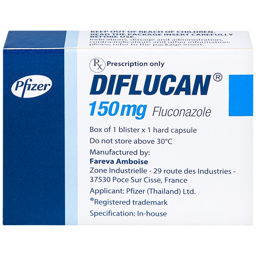 Hình ảnh Thuốc Diflucan 150mg Pfizer điều trị tình trạng nhiễm nấm (1 vỉ x 1 viên)
