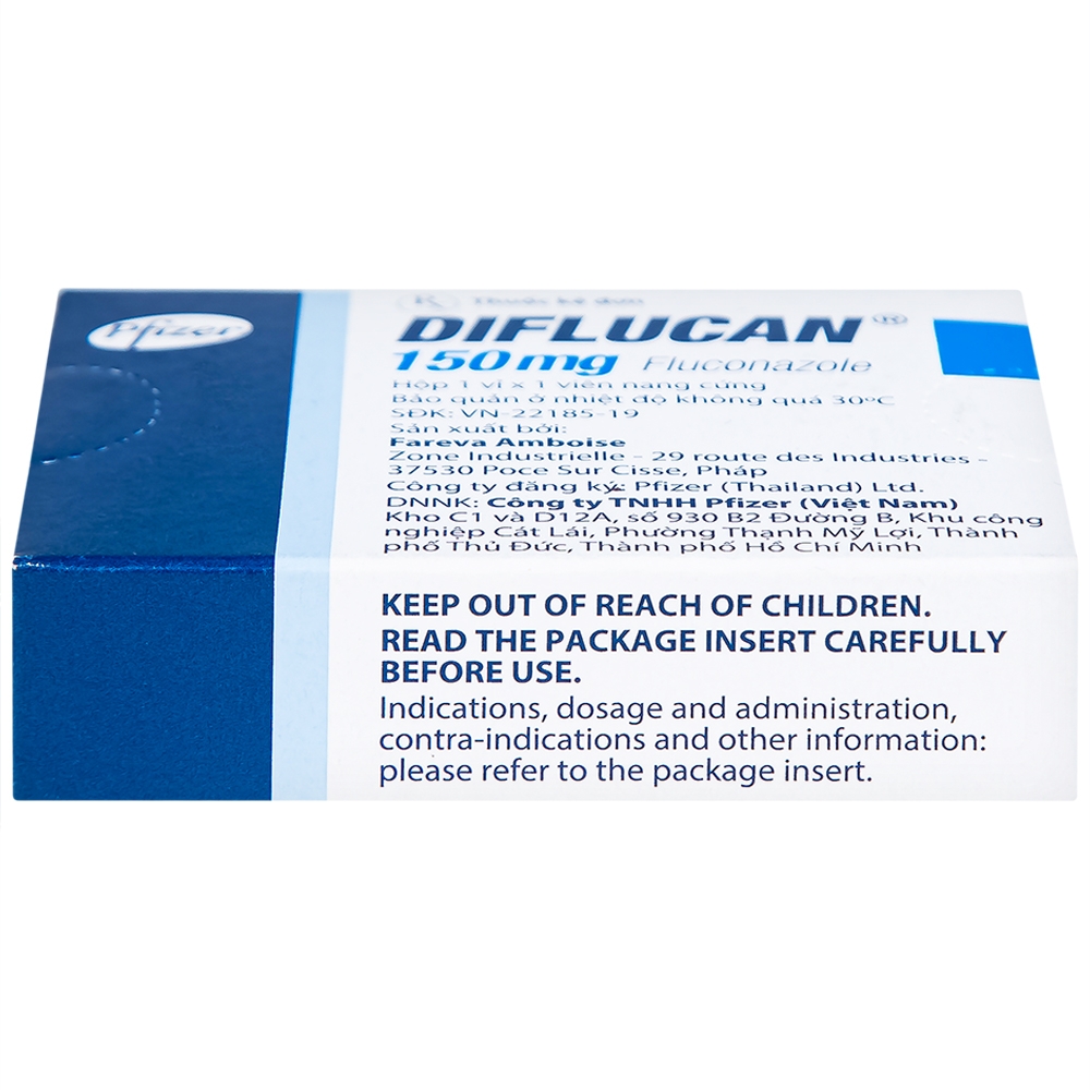 Hình ảnh Thuốc Diflucan 150mg Pfizer điều trị tình trạng nhiễm nấm (1 vỉ x 1 viên)