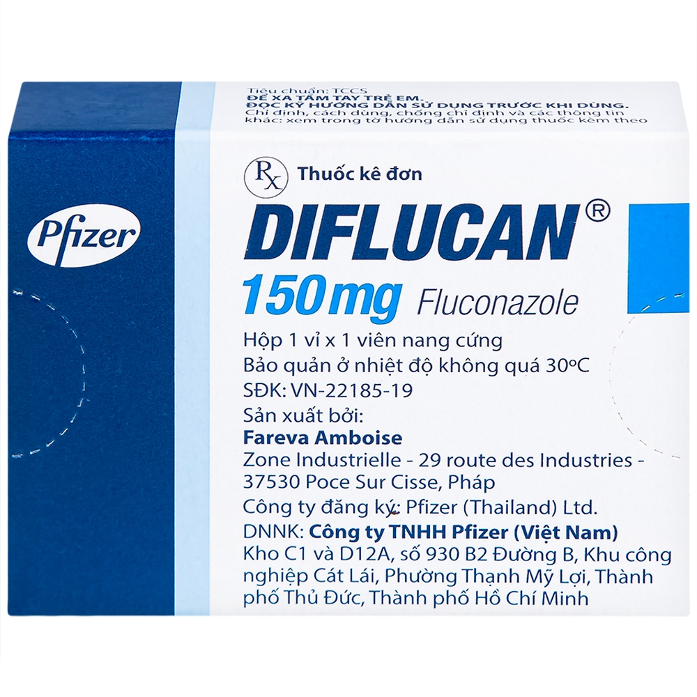 Hình ảnh Thuốc Diflucan 150mg Pfizer điều trị tình trạng nhiễm nấm (1 vỉ x 1 viên)