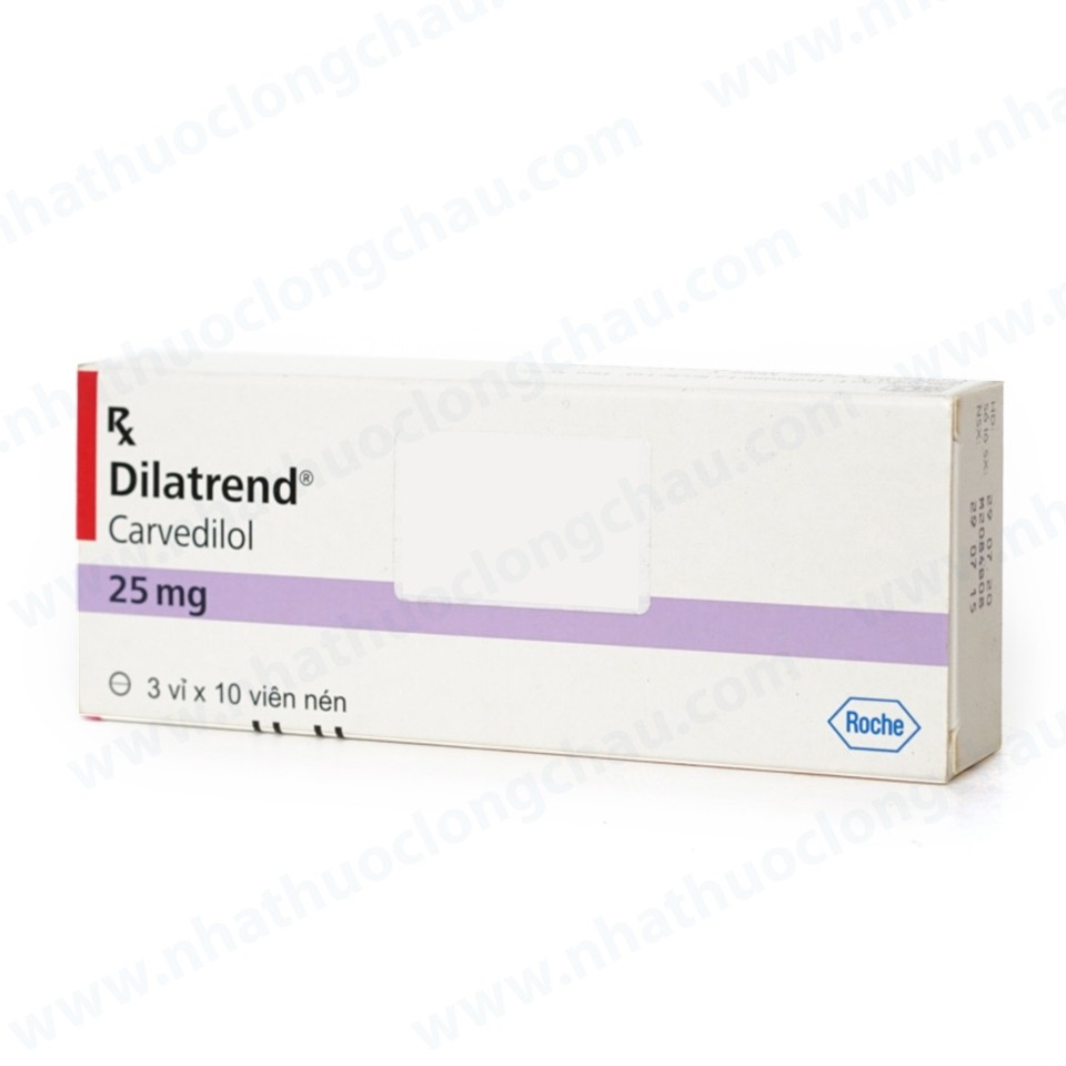 Hình ảnh Thuốc Dilatrend Roche điều trị tăng huyết áp, bệnh mạch vành, suy tim mạn, suy thất trái (3 vỉ x 10 viên)