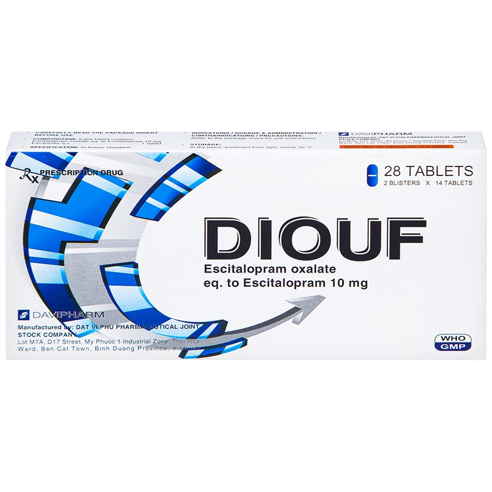 Hình ảnh Thuốc Diouf Davipharm điều trị trầm cảm nặng, rối loạn hoảng loạn (2 vỉ x 14 viên)