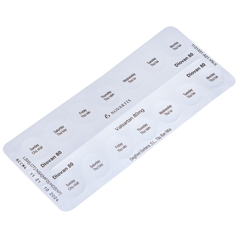 Hình ảnh Thuốc Diovan 80 Novartis điều trị bệnh tăng huyết áp, suy tim (2 vỉ x 14 viên)