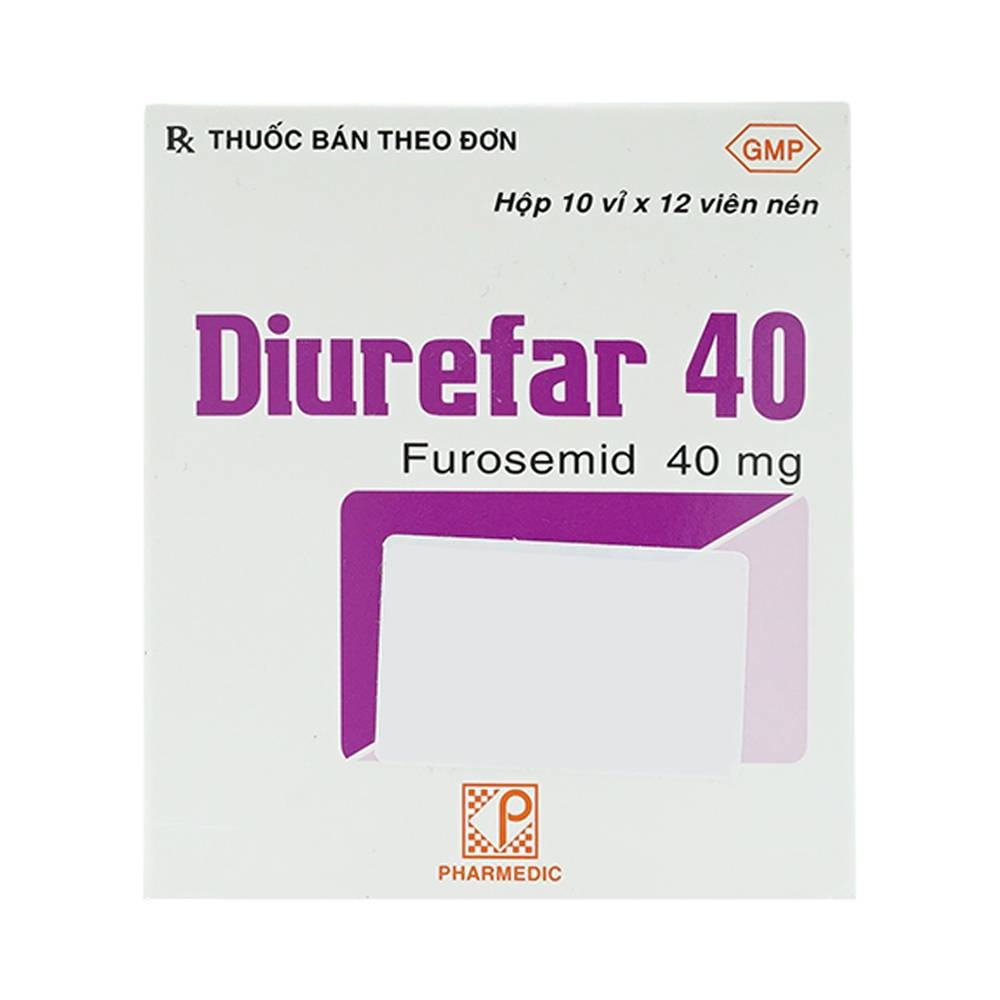 Hình ảnh Thuốc Diurefar 40 Pharmedic điều trị tăng huyết áp, phù do suy tim, xơ gan, bệnh thận (10 vỉ x 12 viên)