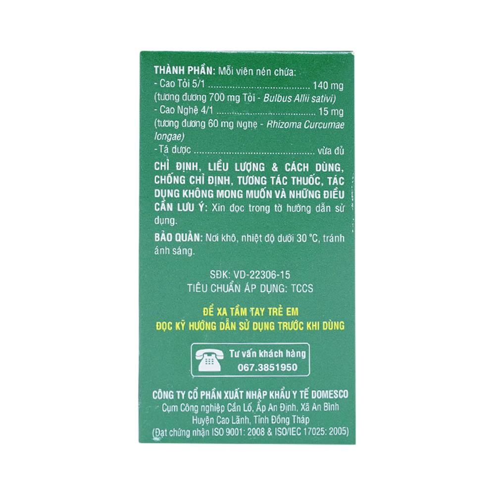 Hình ảnh Thuốc Dogarlic Domesco điều trị tăng lipid máu, phòng ngừa xơ vữa động mạch (100 viên)