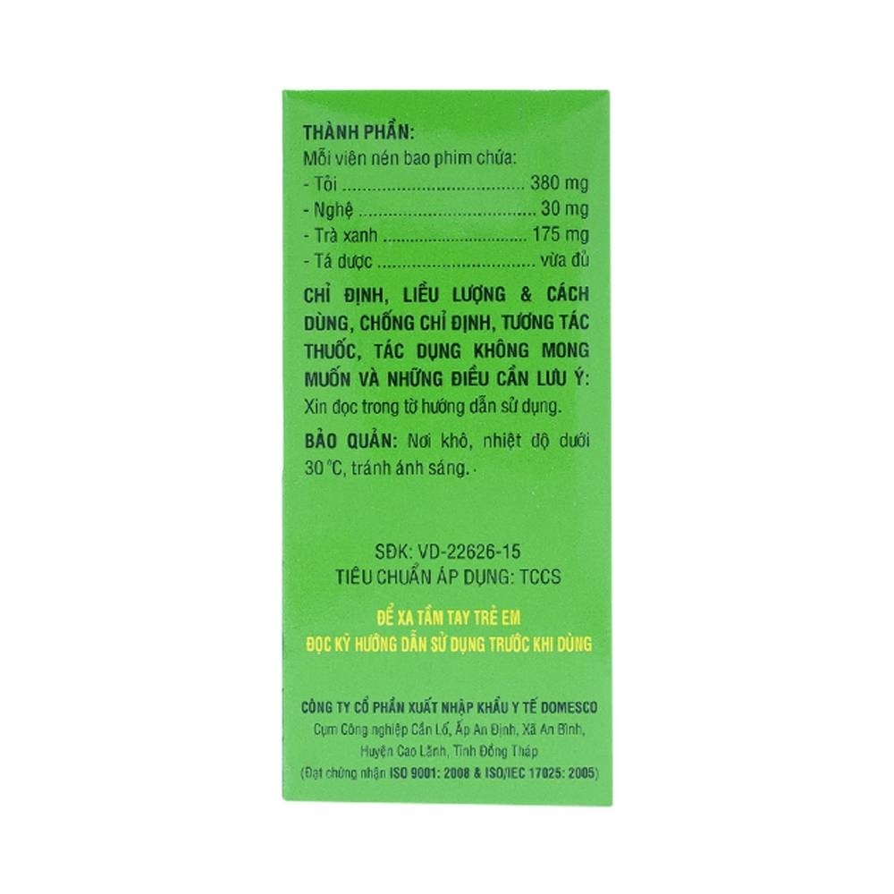 Hình ảnh Thuốc Dogarlic Trà Xanh Domesco hạ cholesterol, điều hòa triglyceride (100 viên)