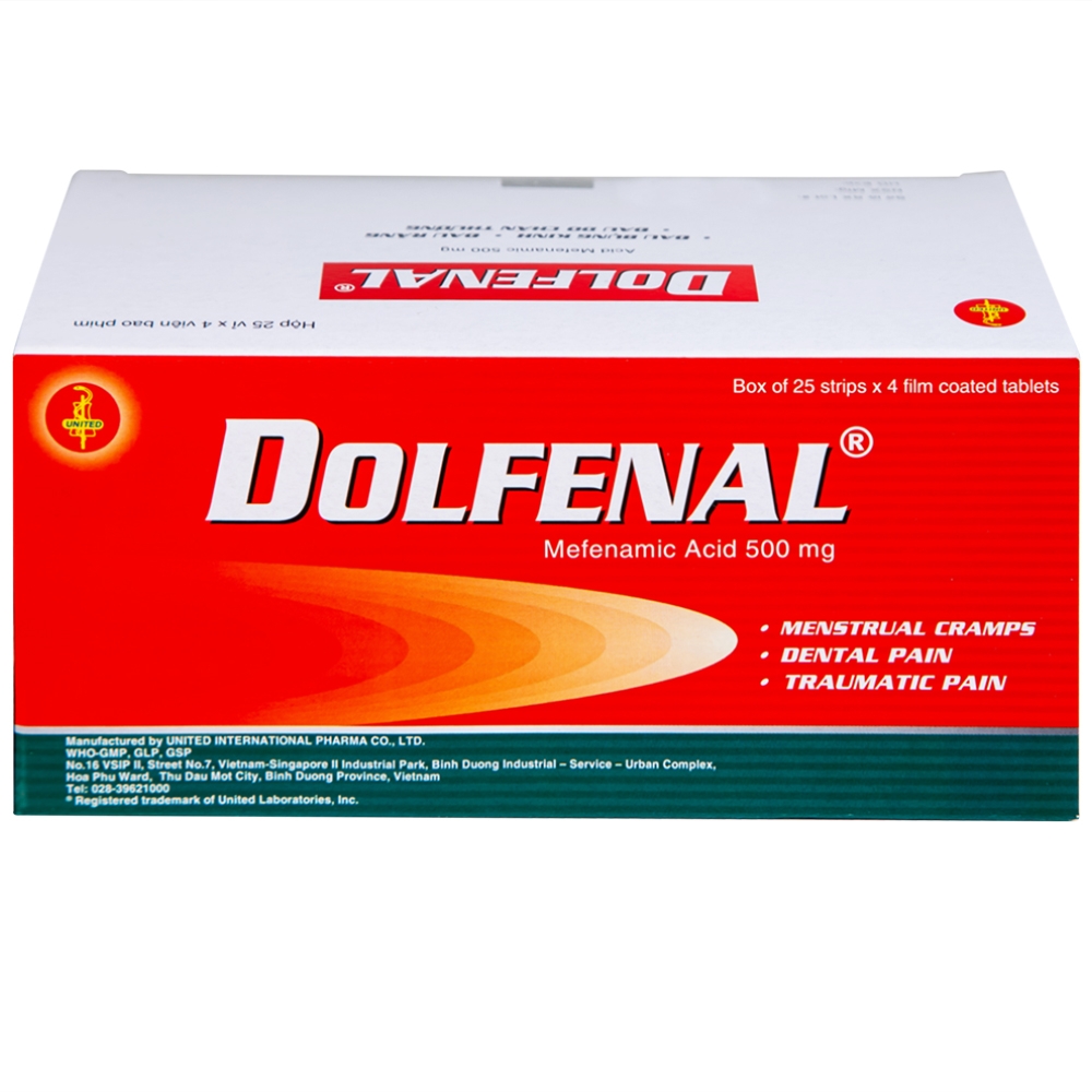 Hình ảnh Thuốc Dolfenal United giảm đau bụng kinh, đau răng, đau do chấn thương (25 vỉ x 4 viên)
