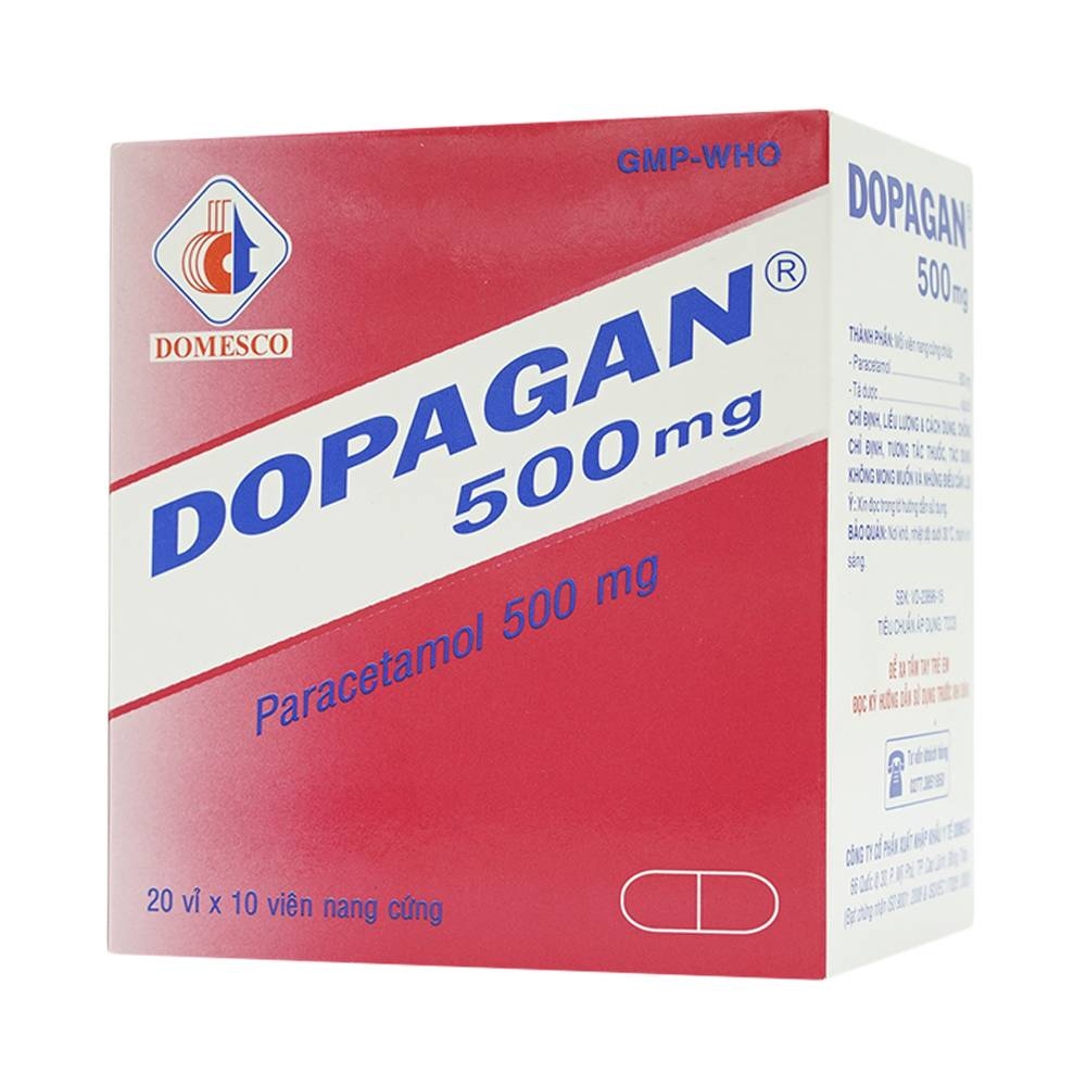 Hình ảnh Thuốc Dopagan 500mg Domesco giảm đau và hạ sốt (20 vỉ x 10 viên)