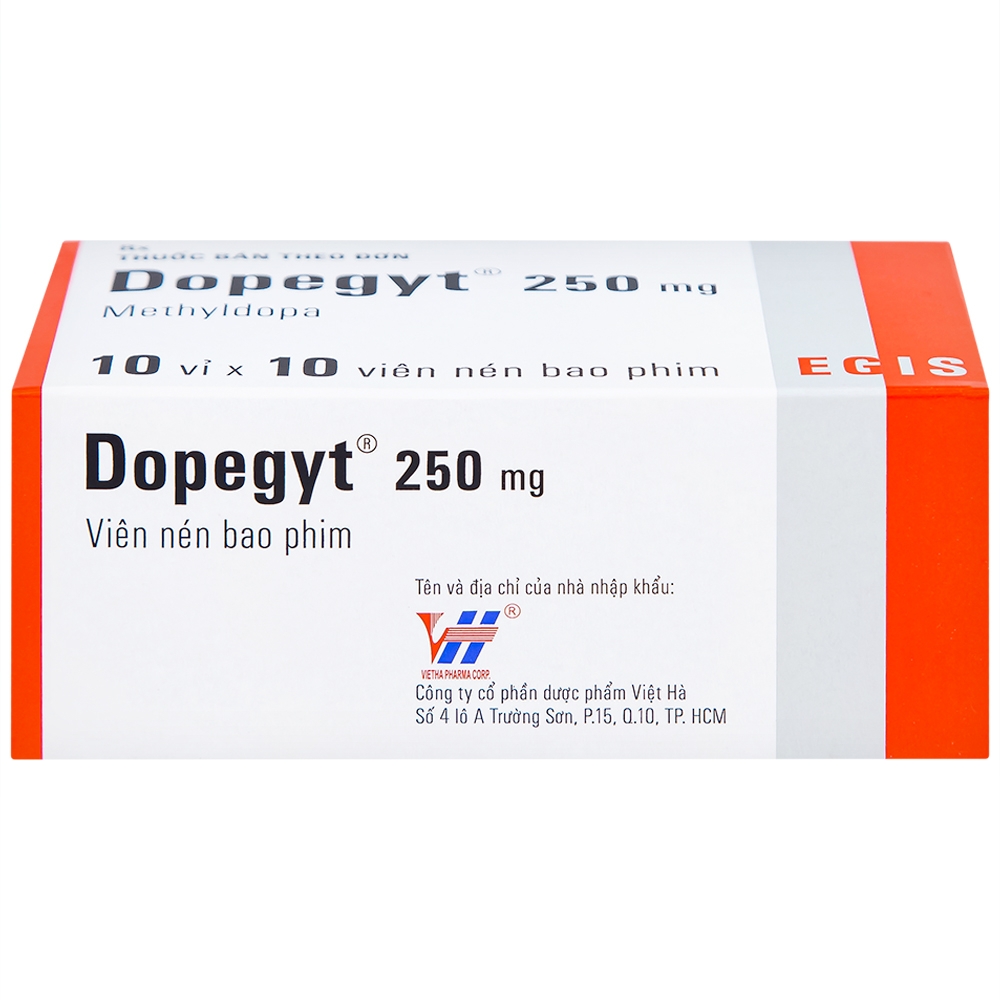 Hình ảnh Thuốc Dopegyt 250mg Egis Pharma điều trị tăng huyết áp (10 vỉ x 10 viên)
