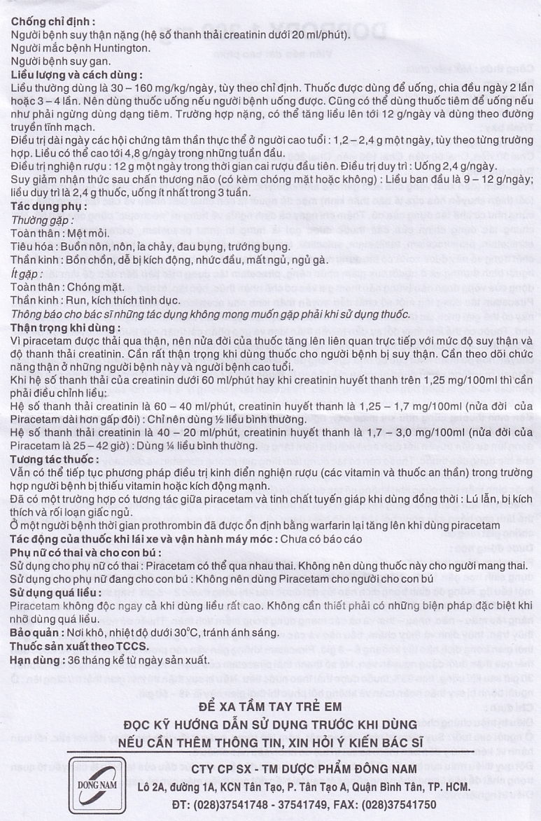 Hình ảnh Thuốc Dopropy 1200mg Đông Nam điều trị triệu chứng chóng mặt (10 vỉ x 10 viên)