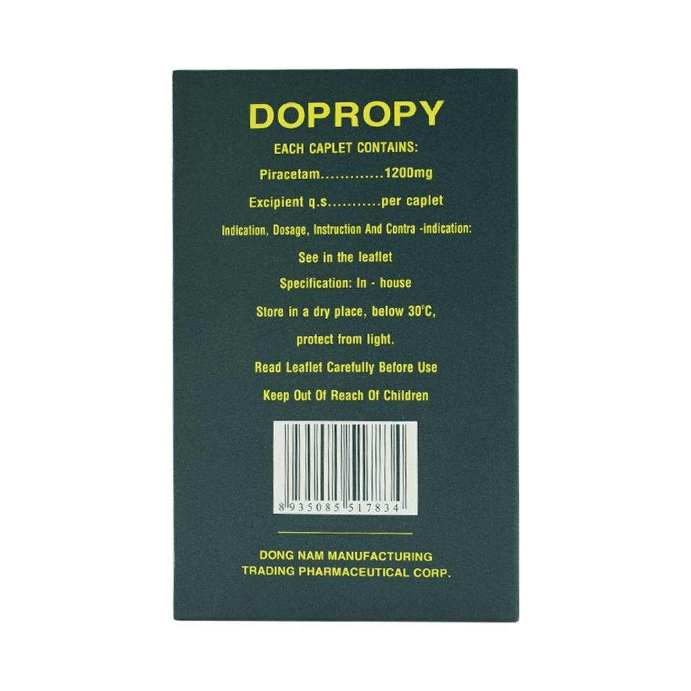 Hình ảnh Thuốc Dopropy 1200mg Đông Nam điều trị triệu chứng chóng mặt (10 vỉ x 10 viên)