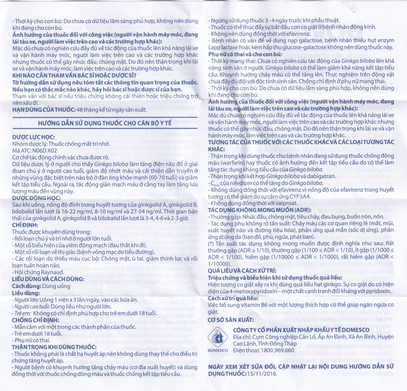 Hình ảnh Thuốc Dorocan 40mg Domesco điều trị rối loạn chú ý và trí nhớ (2 vỉ x 15 viên)