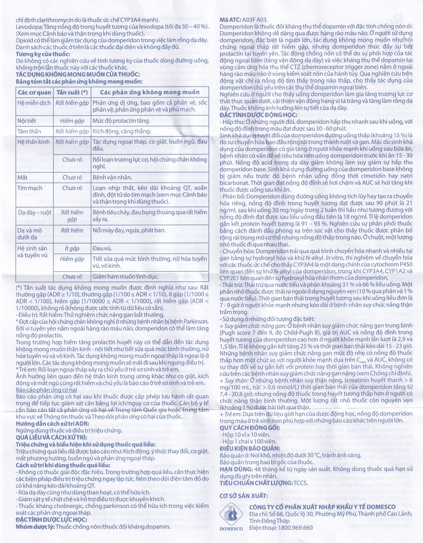 Hình ảnh Thuốc Dotium Domesco điều trị triệu chứng nôn, buồn nôn (10 vỉ x 10 viên)