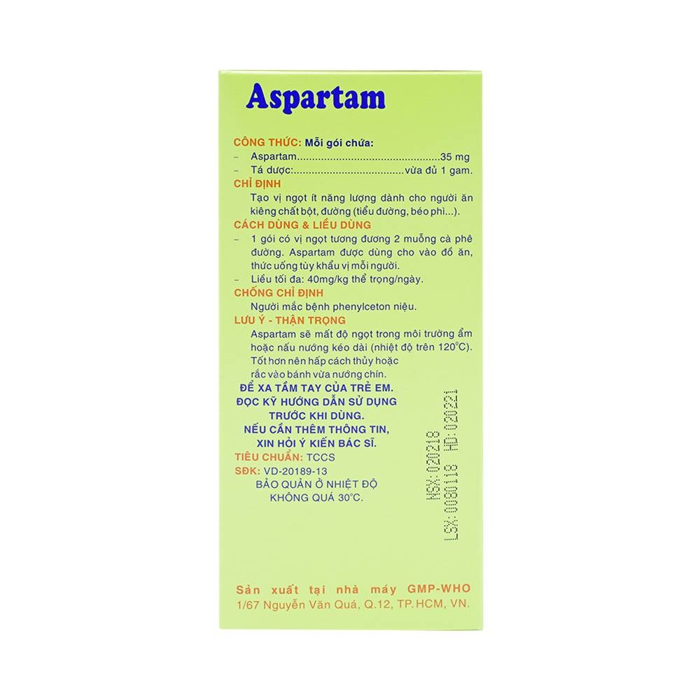 Hình ảnh Thuốc bột Aspartam Pharmedic tạo vi ngọt ít năng lượng dành cho người béo phì, tiểu đường (50 gói x 1g)