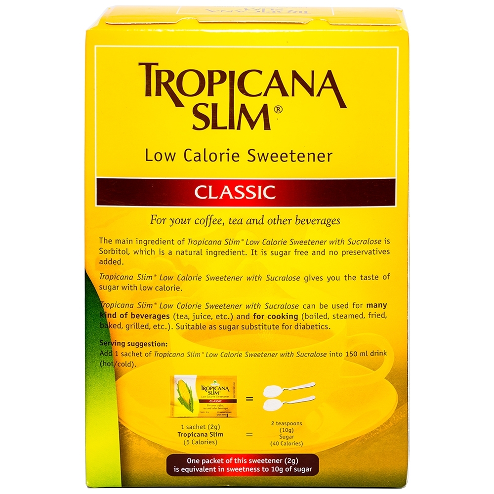 Hình ảnh Đường bắp ăn kiêng Tropicana Slim Classic cho người tiểu đường (50 gói x 2g)
